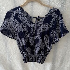 Paper Crane Navy and White Paisley Blouse
